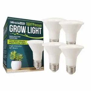 MIRACLE LED 601825 Light Bulb, Full Spc Grow LED, PAR20, PK 4, PAR20, 75W INC Watt Eq, 120 V, 6 W Watts, LED | CT3QGQ 61KV42