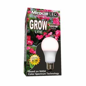 MIRACLE LED 601828 Glühbirne, Red Spc Dayl Grow LED, A19, 100 W INC Watt Eq, 120 V, 9 W Watt, LED | CT3QHC 61KV45