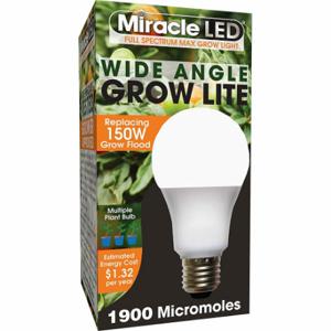MIRACLE LED 602140 Light Bulb, Full Spc Wide Angl Mlt Pt LED, A19, 150W INC Watt Eq, 120V, 11 W Watts, LED | CT3QGY 655Y27