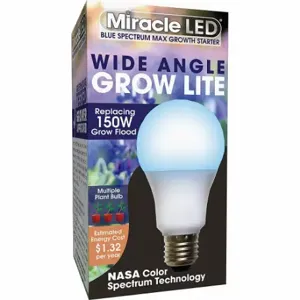 MIRACLE LED 602148 Light Bulb, Blue Spc Wide Angl Mlt Pt LED, A21, 150W INC Watt Eq, 120V, 11 W Watts, LED | CT3QGM 655Y35