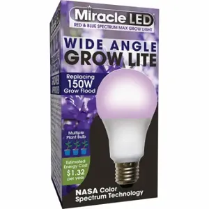 MIRACLE LED 602152 Light Bulb, Red/Blue Spc Wide Angle Multi, A21, 150W INC Watt Eq, 120V, 11 W Watts, LED | CT3QHW 655Y39