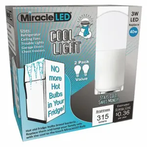 MIRACLE LED 602183 LED Bulb, A15, Medium Screw, 50W INC, 3 W Watts, 315 lm, LED, Medium Screw, 2 PK | CT3QFQ 655Y66