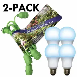 MIRACLE LED 602263 LED Grow Light Cord System 4 Socket, PK 2, Bulb Included, Bulb Type A, 120V, LED | CT3QJB 655Z47