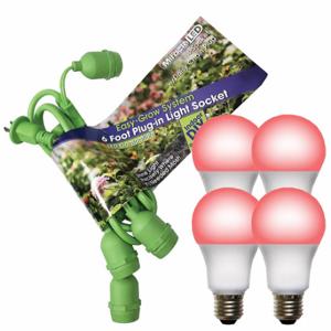 MIRACLE LED 602266 Grow LED Light Cord System 4 Socket/LE, Bulb Included, Bulb Type A, 120V, LED, Linkable | CT3QFE 655Z50