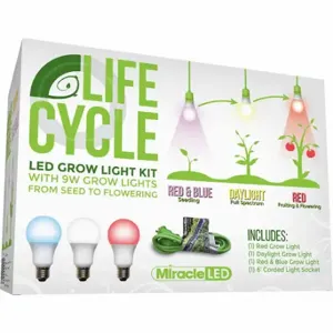 MIRACLE LED 602771 Grow Led Light System, Bulb Included, Bulb Type A19, 110 to 220 V, LED | CT3QGA 61KV63