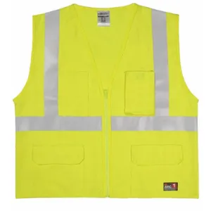 ML KISHIGO GF183-XL Lime with Silver Stripe Flame Resistant Vest, Zipper Closure, XL | CD2MXT 426M15