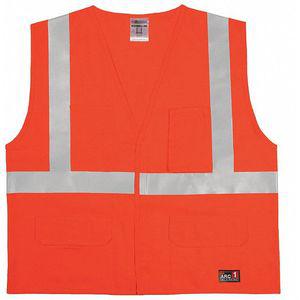 ML KISHIGO GF184-S-M Flame Resistant Vest, Orange With Silver Stripe, Hook-and-Loop Closure, S/M | CD3WPN 426M19