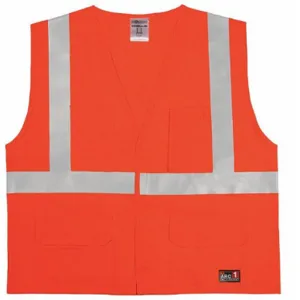 ML KISHIGO GF184-S-M Flame Resistant Vest, Orange With Silver Stripe, Hook-and-Loop Closure, S/M | CD3WPN 426M19