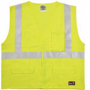 ML KISHIGO GF185-S-M Flame Resistant Vest, Lime With Silver Stripe, Hook-and-Loop Closure, S/M | CD3XBK 426M23