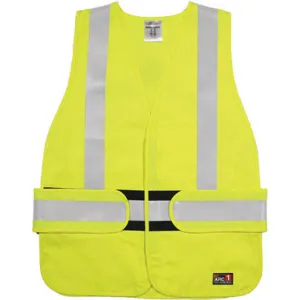 ML KISHIGO GF187 Flame Resistant Vest, Lime, Silver Stripe, Hook And Loop Closure | AX3MUK 426M28