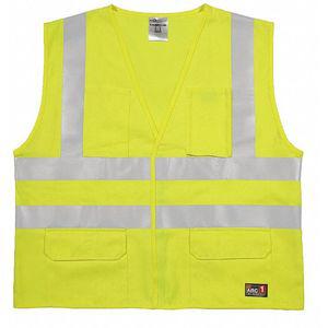 ML KISHIGO GF188-2X-3X Flame Resistant Vest, Lime with Silver Stripe, 2XL/3XL | CD2MXU 426M29