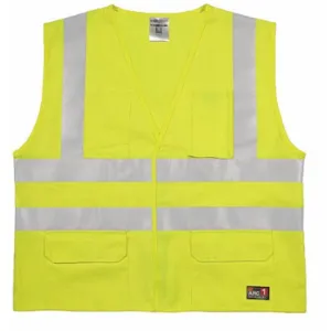 ML KISHIGO GF188-2X-3X Flame Resistant Vest, Lime with Silver Stripe, 2XL/3XL | CD2MXU 426M29