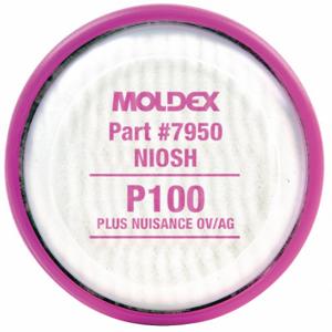 MOLDEX 7950 Filter, störende saure Gase/belästigende organische Dämpfe/P100, Farbe Magenta, Bajonett, 2 Stück | CT3TMB 35ZC18