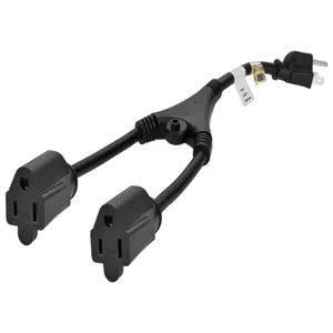 MONOPRICE 5308 Splitter Cord 15a 1.2 Feet Black | AE7ENP 5XFT7