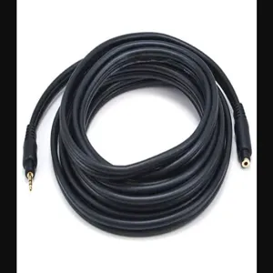 MONOPRICE 5589 Audio/Visual Cable 3.5mm M/F External Cable Black 15 feet | AA6TWL 14X110