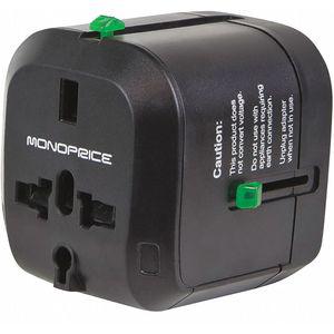 MONOPRICE 9876 Plug Adapter, Converts From Universal, 830 Watts, 110 VAC, Black | CD2NLF 449W43