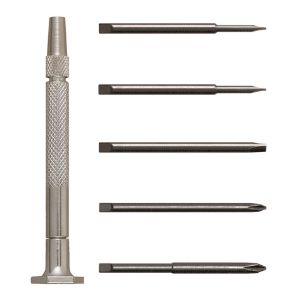 MOODY TOOL 55-0139 Precision Screwdriver Set, 6 Pc. Steel, 5 Blades And 1 Handle | CE2GGK