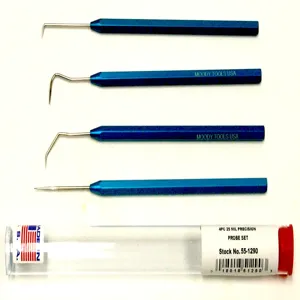 MOODY TOOL 55-1290 Precision Probe Set 25 Mil, 4 Anodized Aluminium, Straight, Triple And Hook Tips | CE2GKA