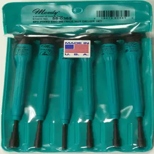 MOODY TOOL 58-0365 Nut Driver Set 6 Pc. Fixed Esd-Safe, 6 Complete Drivers | CE2GQY