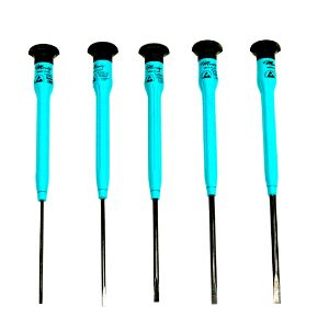 MOODY TOOL 58-0415 Esd Screwdriver Set, 5 Pc. Fixed Slotted Blade Set, 5 Complete Drivers | CE2GRD