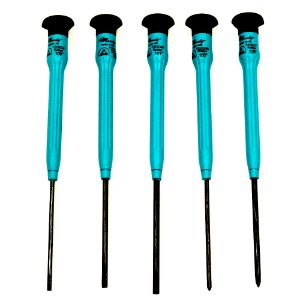 MOODY TOOL 58-0460 Esd Screwdriver Set, 5 Pc. Slot/Phil Combo Set With Fixed Handles, 5 Complete Drivers | CE2GRN