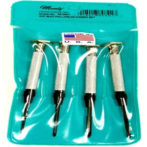 MOODY TOOL 58-0801 Precision Screwdriver Set, 4 Pc., 4 Complete Drivers | CE2GTP