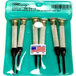 MOODY TOOL 58-0816 Slotted Screwdriver Set, 6 Pc. Magnetic Handle, 6 Complete Drivers | CE2GTQ