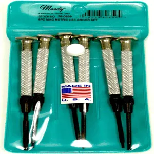 MOODY TOOL 58-0859 Hex Driver Set, 6 Pc. Magnetic Metric, 6 Complete Drivers | CE2GTY