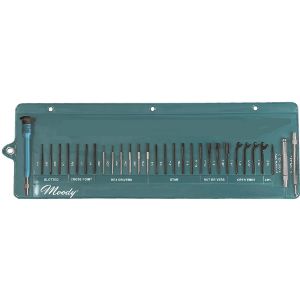 MOODY TOOL 59-0246 Interchangeable Miniature Tool Roll, 27 Blades, 2 Handles And 1 Extension | CE2GUM