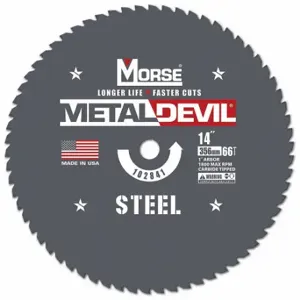 MORSE CUTTING TOOLS 102841-WWG Circular Saw Blade, 14 Inch Blade Dia, 66 Teeth, 0.095 Inch Cut Width, 1 Inch Arbor Size | CT3UVZ 798HD4