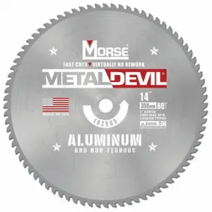 MORSE CUTTING TOOLS 102865-WWG Circular Saw Blade, 14 Inch Blade Dia, 80 Teeth, 0.102 Inch Cut Width, 1 Inch Arbor Size | CT3UWA 798HD5