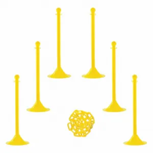 MR. CHAIN 71002-6 Barrier Post Kit, Outdoor or Indoor, 2 Inch Post Dia, 41 Inch Height, Yellow, Plastic | CT3WWA 490Z80