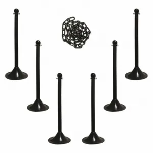 MR. CHAIN 71003-6 Barrier Post Kit, Outdoor or Indoor, 2 Inch Post Dia, 41 Inch Height, Plastic, 6 Pack | CT3WVV 490Z81