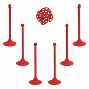 MR. CHAIN 71005-6 Barrier Post Kit, Outdoor or Indoor, 2 Inch Post Dia, 41 Inch Height, Red, Plastic | CT3WVW 490Z82