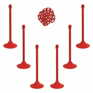 MR. CHAIN 71005-6 Barrier Post Kit, Outdoor or Indoor, 2 Inch Post Dia, 41 Inch Height, Red, Plastic | CT3WVW 490Z82