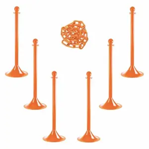 MR. CHAIN 71012-6 Barrier Post Kit, Outdoor or Indoor, 2 Inch Post Dia, 41 Inch Height, SOrange | CT3WVY 490Z83