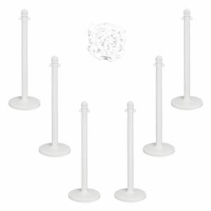 MR. CHAIN 71101-6 Barrier Post Kit, Outdoor or Indoor, 2 1/2 Inch Post Dia, 40 Inch Height, White, Plastic | CT3WVT 490Z85