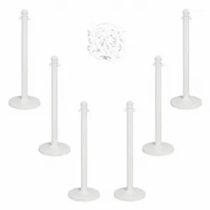 MR. CHAIN 71101-6 Barrier Post Kit, Outdoor or Indoor, 2 1/2 Inch Post Dia, 40 Inch Height, White, Plastic | CT3WVT 490Z85