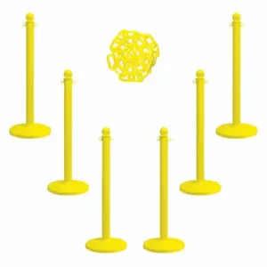 MR. CHAIN 71102-6 Barrier Post Kit, Outdoor or Indoor, 2 1/2 Inch Post Dia, 40 Inch Height, Yellow, Plastic | CT3WVU 490Z86