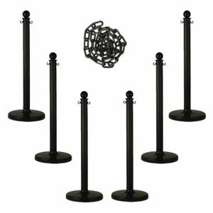 MR. CHAIN 71103-6 Barrier Post Kit, Outdoor or Indoor, 2 1/2 Inch Post Dia, 40 Inch Height, Black, Plastic | CT3WVN 490Z87