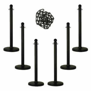 MR. CHAIN 71103-6 Barrier Post Kit, Outdoor or Indoor, 2 1/2 Inch Post Dia, 40 Inch Height, Black, Plastic | CT3WVN 490Z87