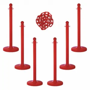 MR. CHAIN 71105-6 Barrier Post Kit, Outdoor or Indoor, 2 1/2 Inch Post Dia, 40 Inch Height, Red, Plastic | CT3WVP 490Z88