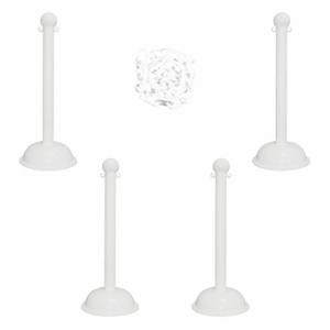 MR. CHAIN 71301-4 Barrier Post Kit, Outdoor or Indoor, 3 Inch Post Dia, 41 Inch Height, White, Plastic | CT3WWF 490Z91