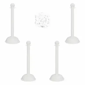 MR. CHAIN 71301-4 Barrier Post Kit, Outdoor or Indoor, 3 Inch Post Dia, 41 Inch Height, White, Plastic | CT3WWF 490Z91