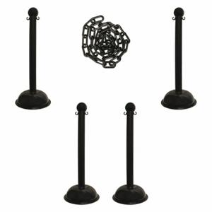 MR. CHAIN 71303-4 Barrier Post Kit, Outdoor or Indoor, 3 Inch Post Dia, 41 Inch Height, Black, Plastic | CT3WWB 490Z93