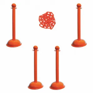 MR. CHAIN 71312-4 Barrier Post Kit, Outdoor or Indoor, 3 Inch Post Dia, 41 Inch Height, SOrange | CT3WWE 490Z95