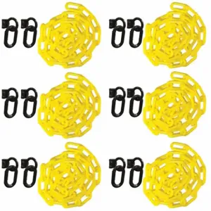 MR. CHAIN 72302-6 Plastic Cha Inch, Outdoor or Indoor, 9 ft Length, Yellow, Polyethylene, 6 PK | CT3WWP 52YC06