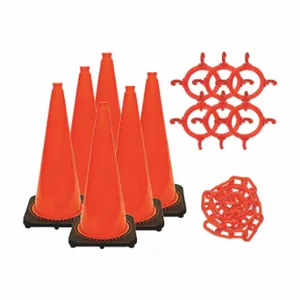 MR. CHAIN 93213-6 Traffic Cone Kit, Outdoor or Indoor, 28 Inch Size, Orange, UV Inhibited Polyethylene | CT3WXA 49DM65