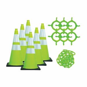 MR. CHAIN 93277-6 Traffic Cone Kit, Outdoor or Indoor, 28 Inch Size, Green, UV Inhibited Polyethylene | CU4GKL 49DM68