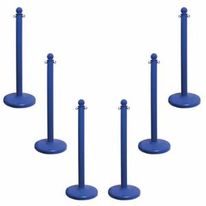 MR. CHAIN 96406-6 Medium Duty Stanchion, Outdoor or Indoor, 2 1/2 Inch Post Dia, 40 Inch Height, Blue | CT3WXM 52YA58